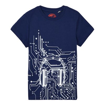 Boys' blue headphones circuits print t-shirt